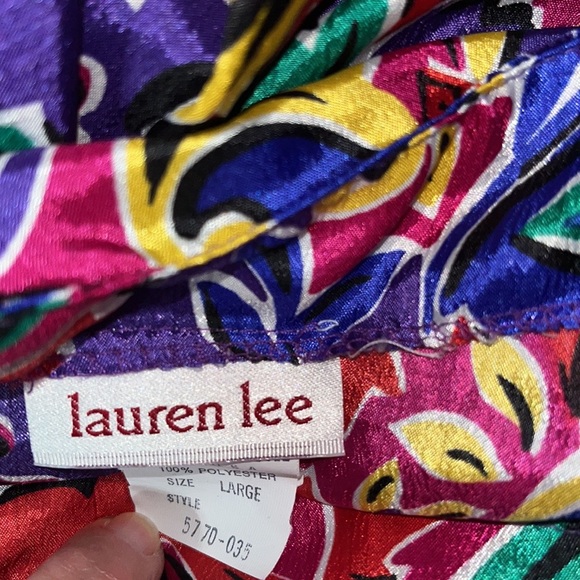 Vintage Lauren Lee Vibrant Print Blouse~Top~L - Picture 7 of 7